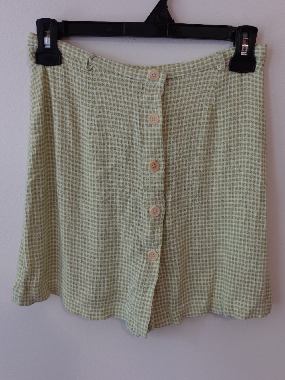 Vintage Ann Taylor - High Waisted Green Gingham Skort - Size 8